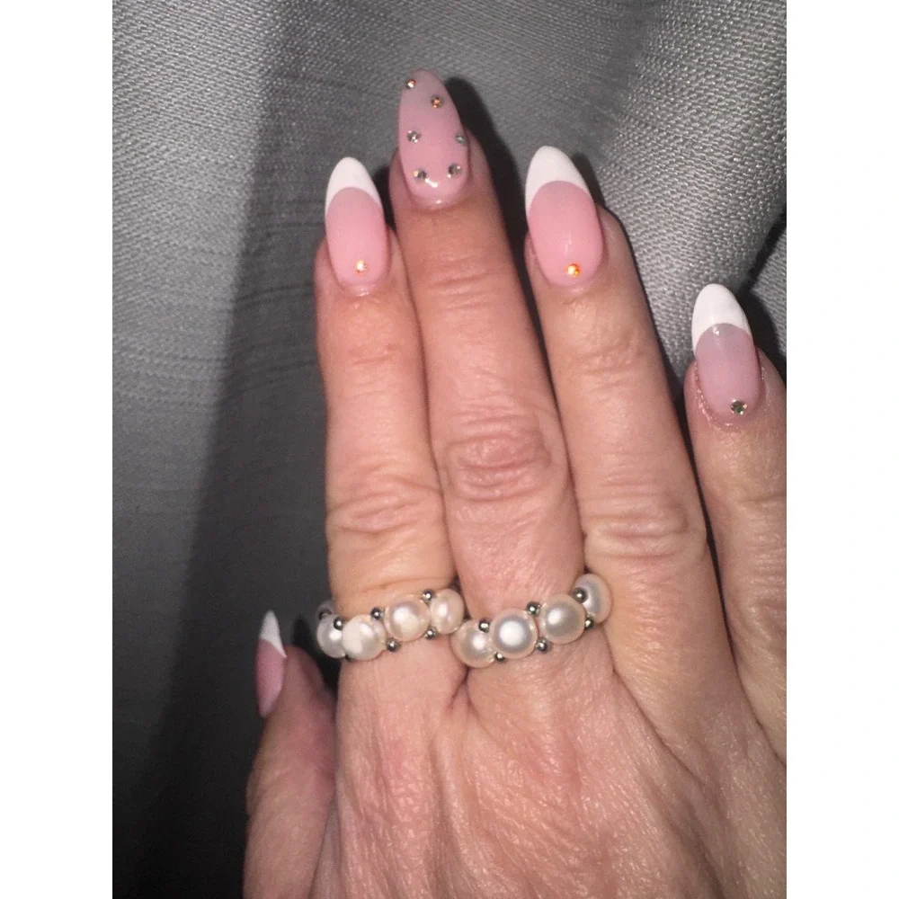 Elegant Pearl Ring Silver‎ Tone Stackable Beaded Statement Ring Stretch size